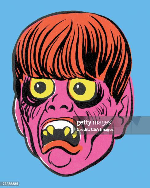 pink monster - fangzahn stock-grafiken, -clipart, -cartoons und -symbole