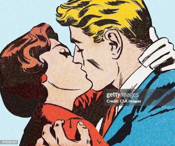 bildbanksillustrationer, clip art samt tecknat material och ikoner med couple kissing - kyssa