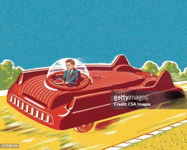 ilustraciones, imágenes clip art, dibujos animados e iconos de stock de coche futurista - coche del futuro