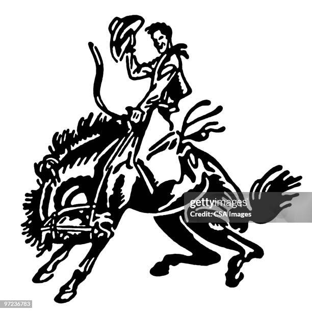 bucking bronco - stag stock illustrations