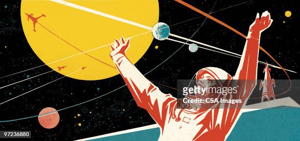 space explorer - astronaut moon stock illustrations