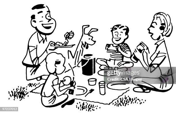 picnic - family picnic stock illustrations