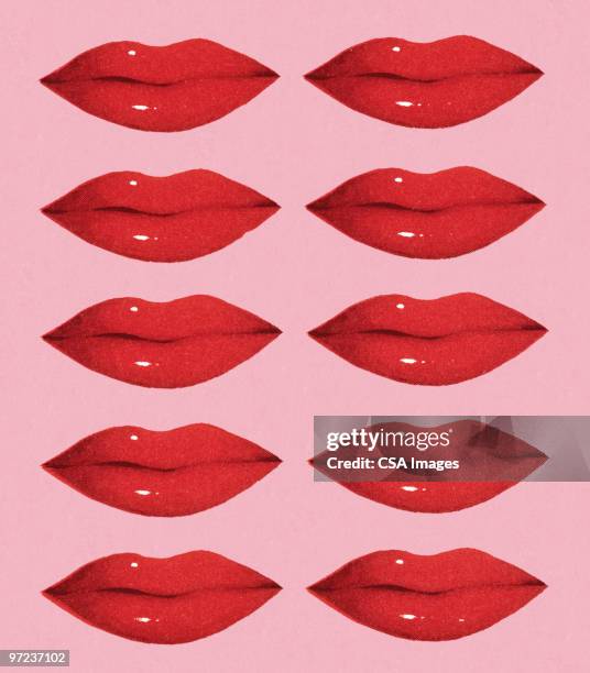 ilustraciones, imágenes clip art, dibujos animados e iconos de stock de ten red lips - human lips