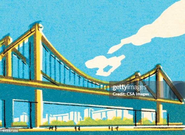 stockillustraties, clipart, cartoons en iconen met suspension bridge - bridge illustration