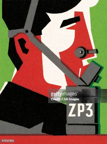 man with mask - air respirator mask stock-grafiken, -clipart, -cartoons und -symbole