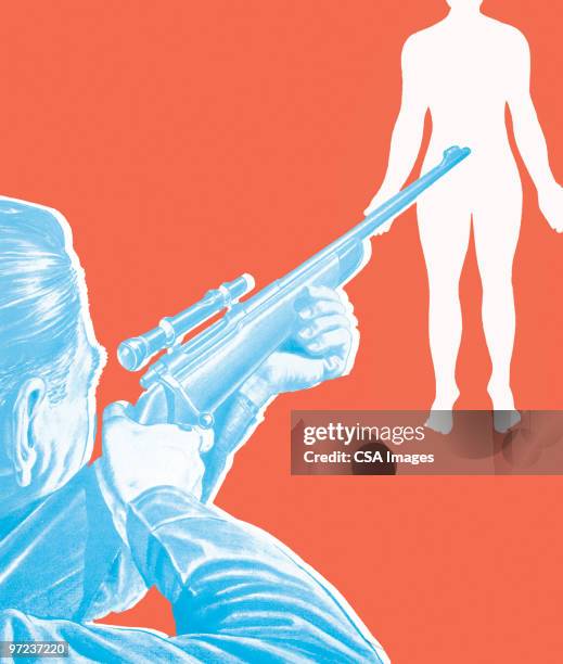 in close range - crime stock illustrations