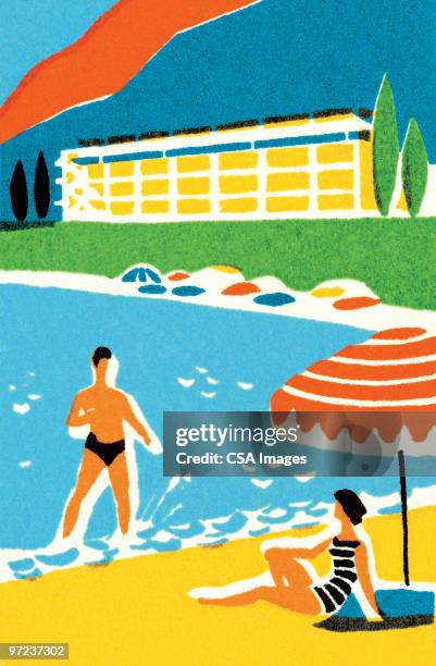 vacation scene - tourist resort stock illustrations