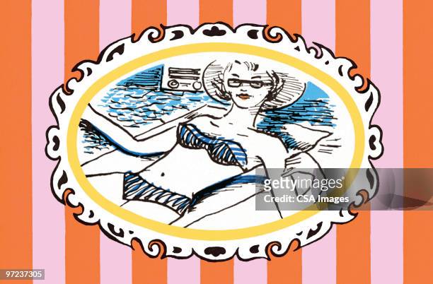 bikini girl - sunglasses woman stock illustrations