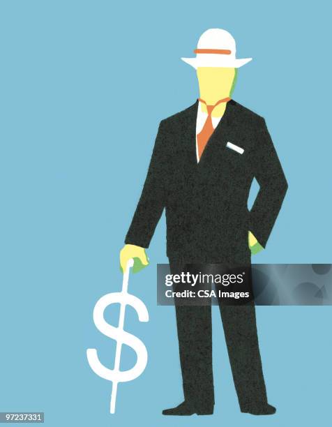 man with money cane - money clip stock illustrations