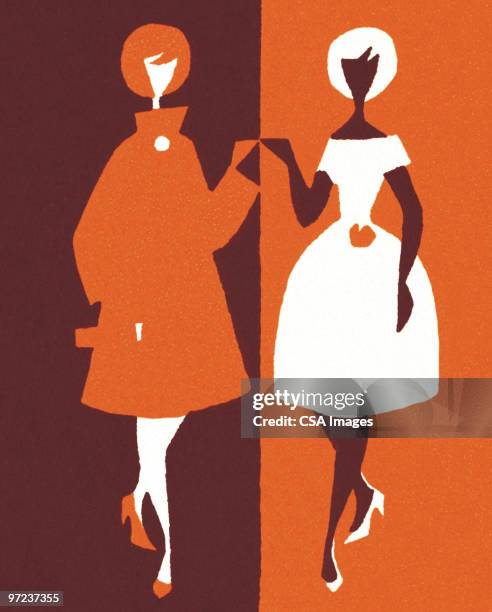 two women - jacket stock illustrations