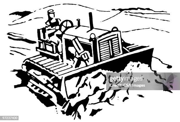 man on heavy machinery - construction vehicles stock illustrations