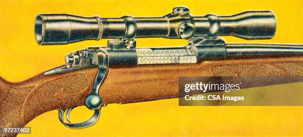 rifle with scope - crosshair stock illustrations