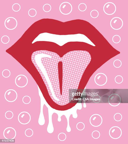 open mouth on bubble pattern - juicy lips stock illustrations