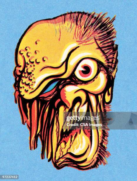 ilustraciones, imágenes clip art, dibujos animados e iconos de stock de monster - zombie face