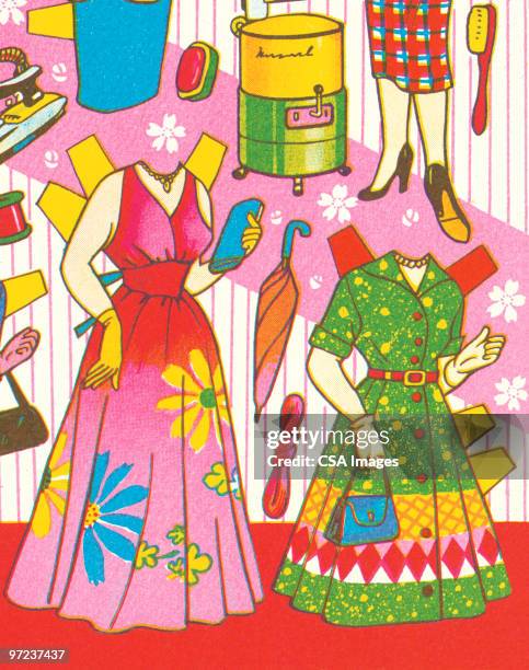 fashionable women - wardrobe stock illustrations