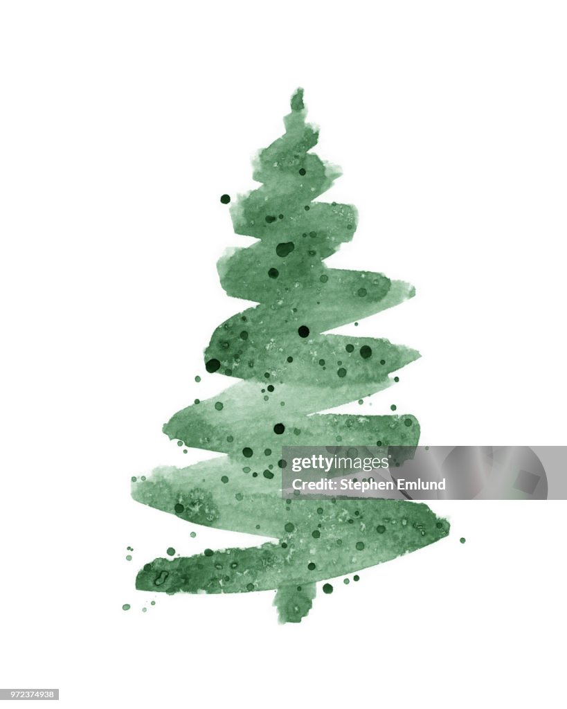 Aquarell Weihnachtsbaum, Isolated on White Background