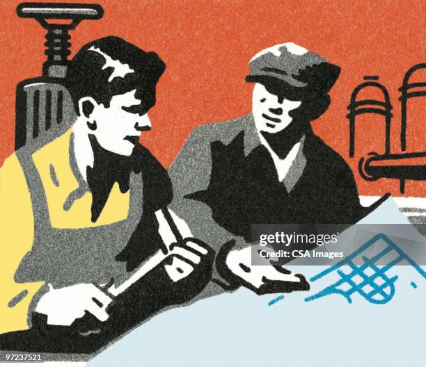 factory worker - construction supervisor stock illustrations