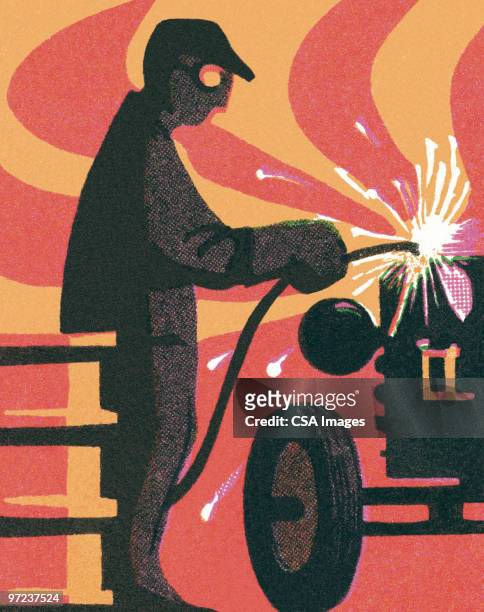 factory worker - automotive manufacturing stock illustrations