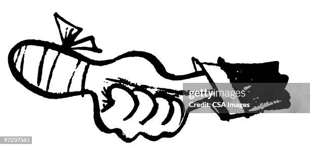 hand with injured thumb - bandage stock illustrations