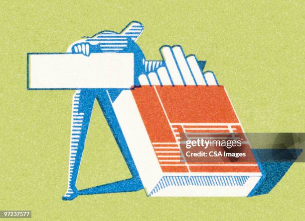 man with cigarettes - cigarette box stock illustrations