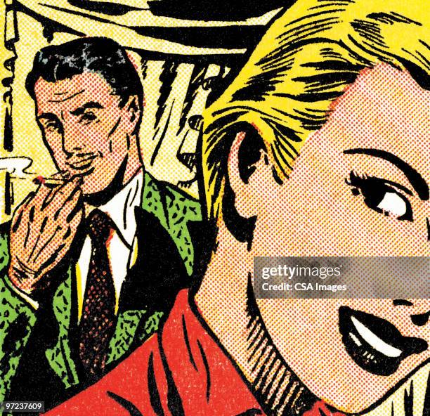 eavesdropping - man smoking cigarette stock illustrations