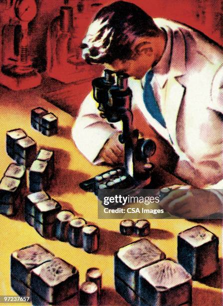 recordings - scientist examining stock illustrations