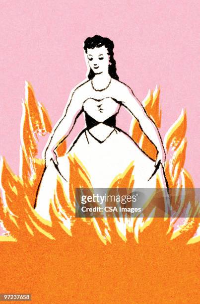 bride from hell - flame illustration stock illustrations