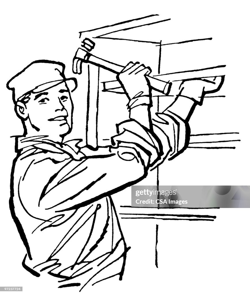 Man Building Shelves High Res Vector Graphic Getty Images Man Building Shelves High Res Vector Graphic Getty Images