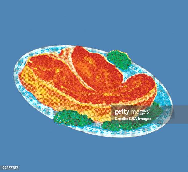 steak - pork tenderloin plate stock illustrations