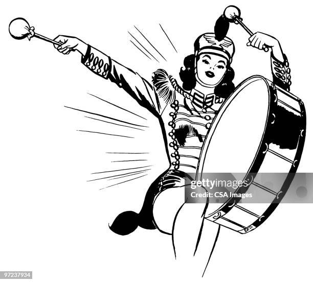 drum player - female drummer stock illustrations