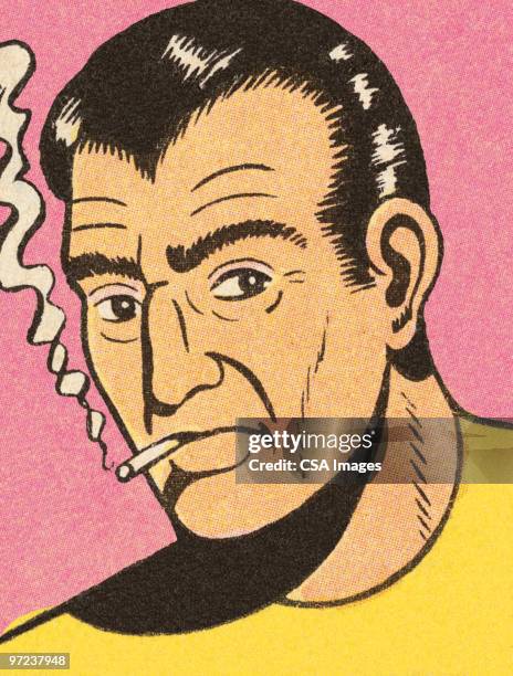 man smoking - sideburn stock illustrations