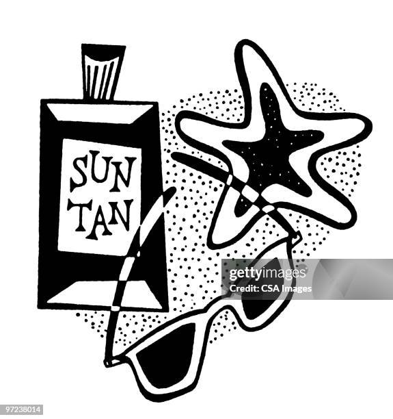 beach items - sunscreen stock illustrations