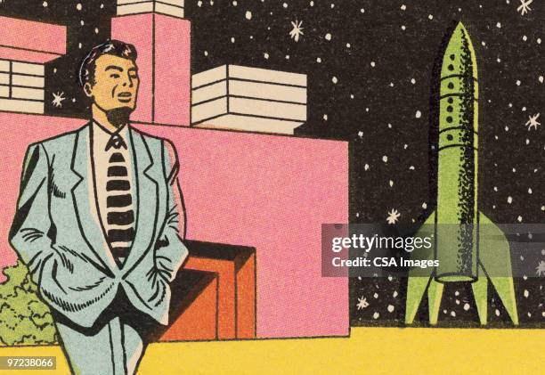 rocket launch pad - space rocket stock illustrations