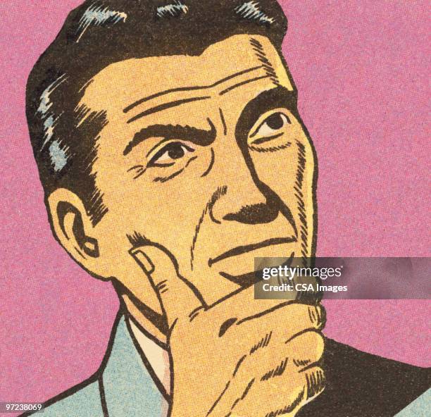 man thinking - betrachten stock-grafiken, -clipart, -cartoons und -symbole