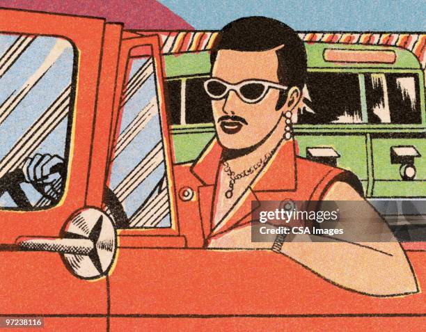 dude driving - driver occupation stock-grafiken, -clipart, -cartoons und -symbole