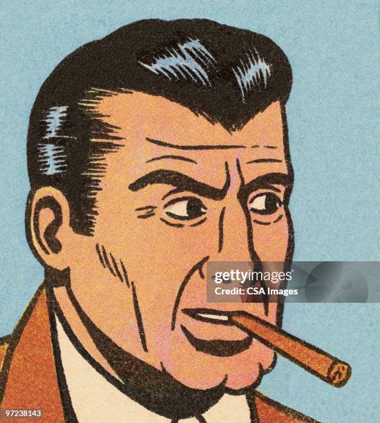 man smoking a cigar - man smoking cigarette stock illustrations
