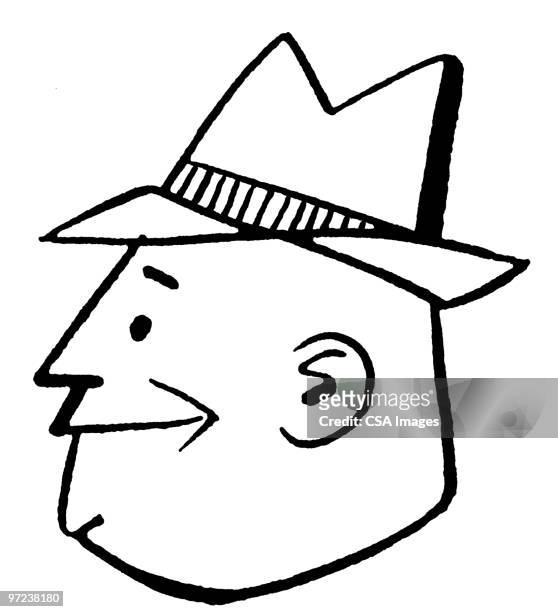 man in hat - toughness stock illustrations