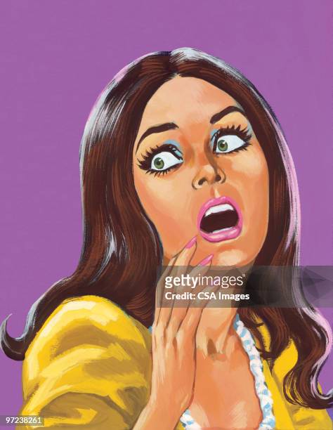 frightened woman - horror scream stock illustrations