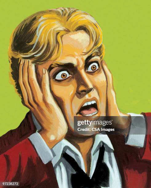 screaming man - portraits of people color background stock illustrations