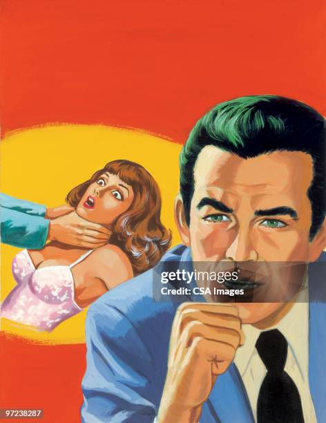 man and woman being choked - strangling cartoon stock illustrations