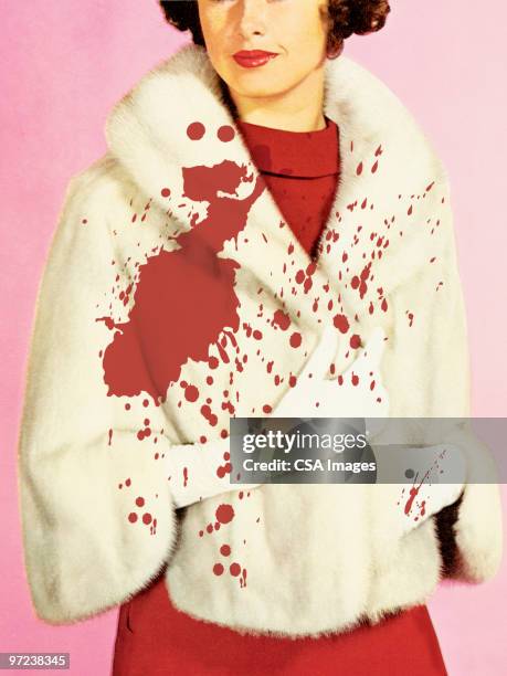 stockillustraties, clipart, cartoons en iconen met bloody fur coat - shawl