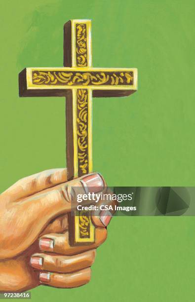 Hand Rested Cross Forward 453 Christian Cross Color Background High Res Illustrations - Getty Images