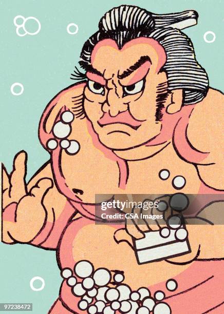 sudsy sumo wrestler - sujo stock illustrations