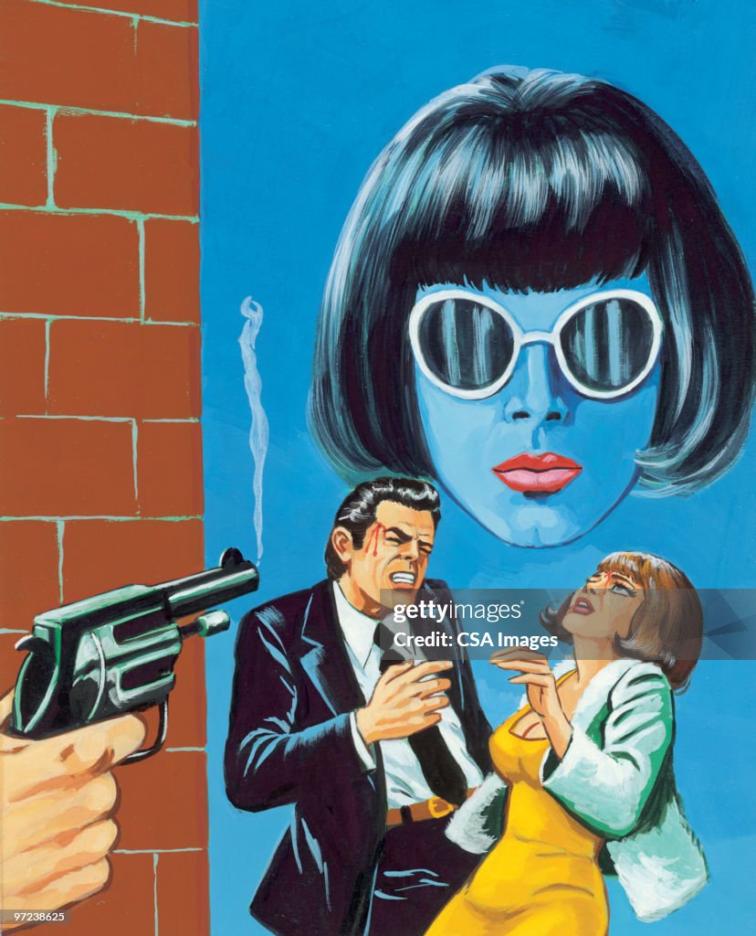 Raub und Frau mit Sonnenbrille