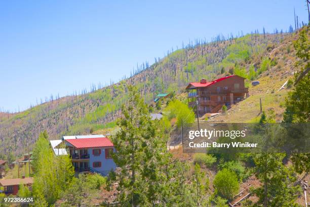 large houses at summerhaven at top of mt. lemmon near tucson, az - mt lemmon fotografías e imágenes de stock