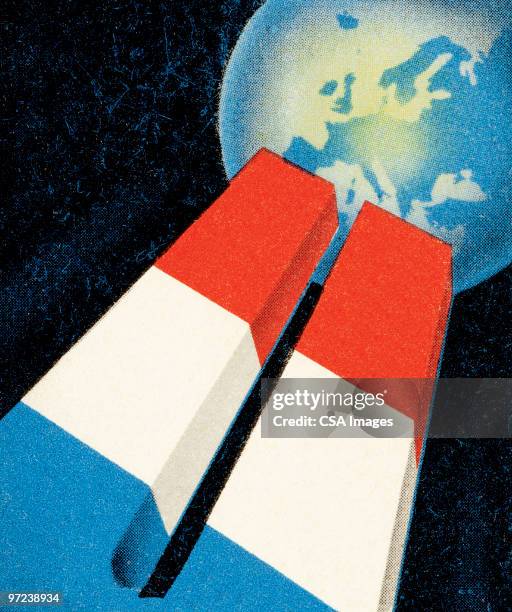 magnet approaching the earth - magnet stock illustrations