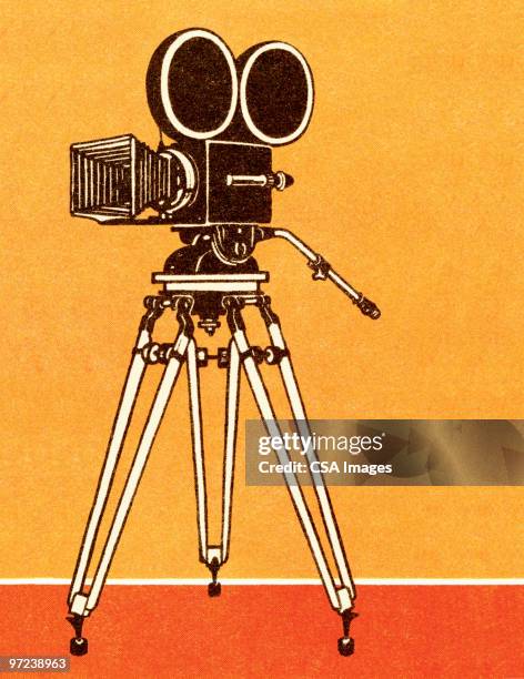 stockillustraties, clipart, cartoons en iconen met television camera - videocamera
