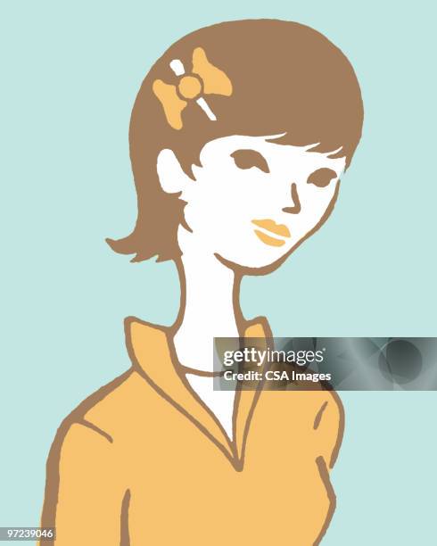 brunette - bobby pins stock illustrations