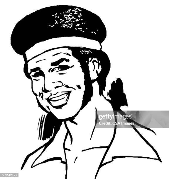 smiling man - sideburn stock illustrations