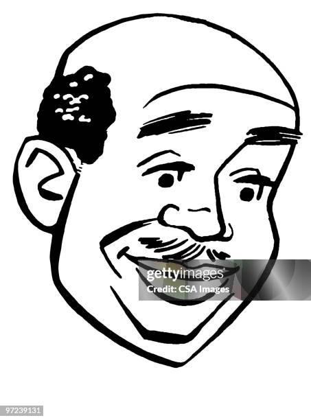 bald man - active senior black stock illustrations